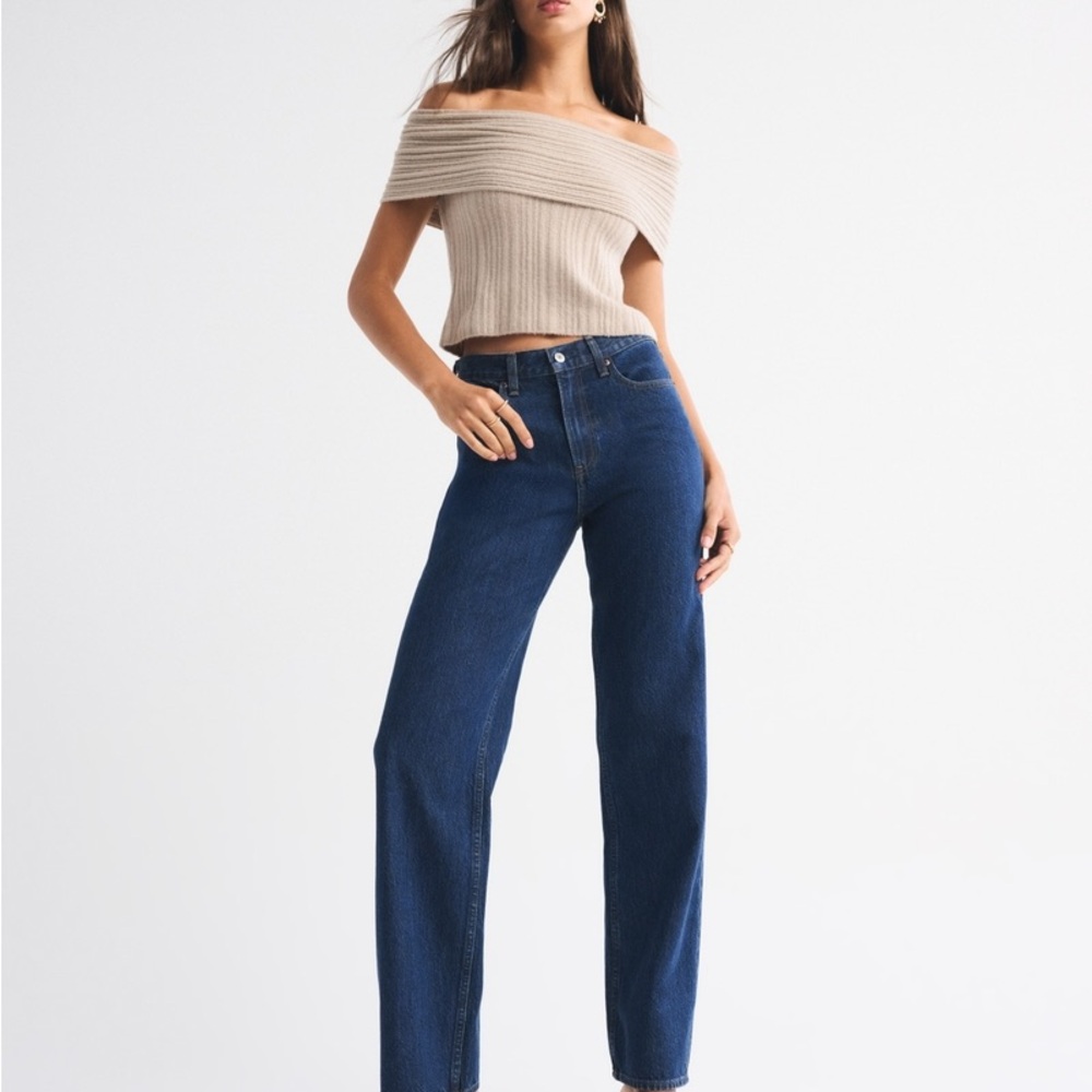 Abercrombie & Fitch Dark Blue Straight Leg Loose Fit Jeans